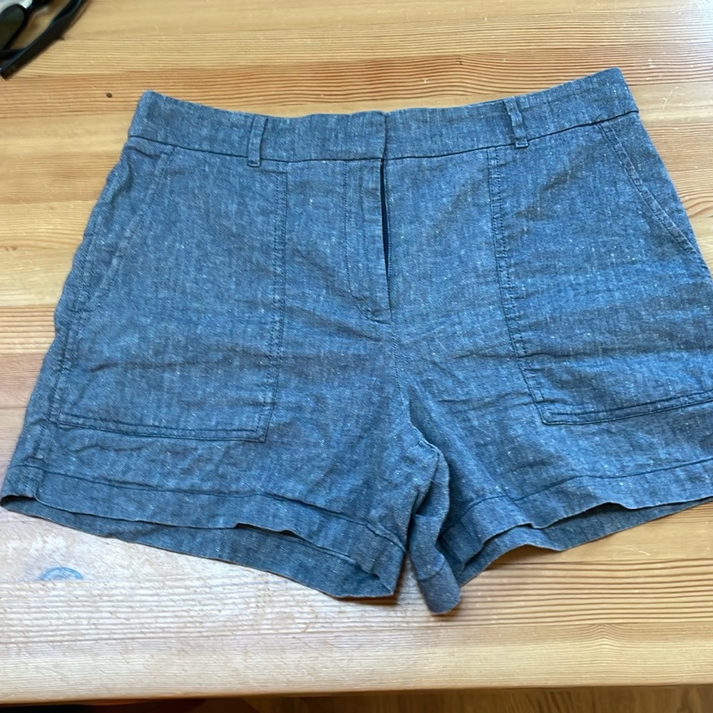 ANN TAYLOR The Marlin High Rise Blue Linen Shorts